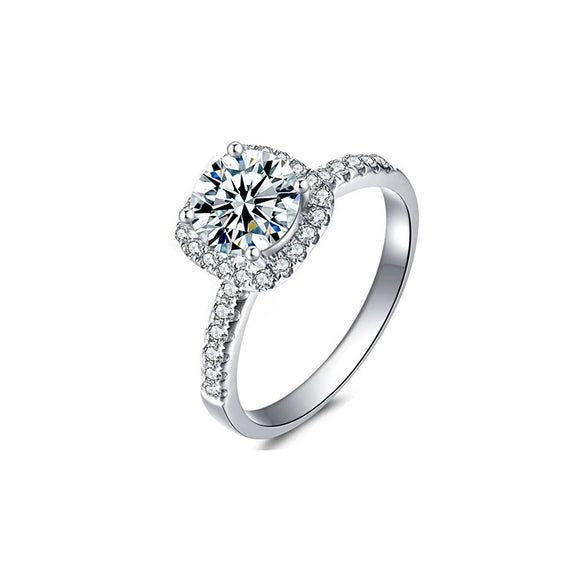 Women's Light Luxury Style Moissanite Ring S925 Sterling Silver Geometric Micropaved
