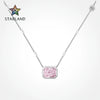 Women's Light Luxury Style S925 Sterling Silver Clavicle Chain With Sugar Shape And Geometric Pattern Inlaid With Pink Yellow Zircon And Electroplated