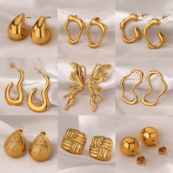 Women's Light Luxury Style Stainless Steel Geometric Drop Shape Electroplated Earrings