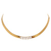 Women's Light Luxury Style Titanium Steel Geometric Blade Chain Necklace With Mixed Gemstone Setting