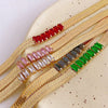 Women's Light Luxury Style Titanium Steel Geometric Blade Chain Necklace With Mixed Gemstone Setting