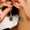 Women's Light Luxury Style Zinc Alloy Dropshaped Electroplated Emerald Diamond Earrings