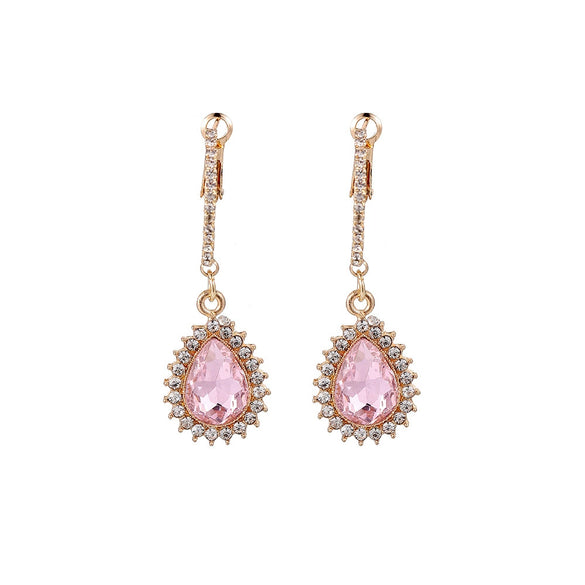 Women's Light Luxury Style Zinc Alloy Dropshaped Electroplated Emerald Diamond Earrings