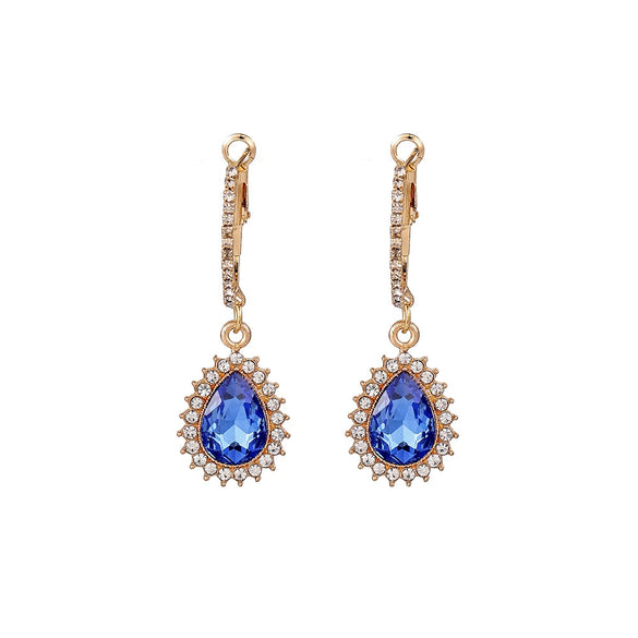 Women's Light Luxury Style Zinc Alloy Dropshaped Electroplated Emerald Diamond Earrings