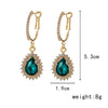 Women's Light Luxury Style Zinc Alloy Dropshaped Electroplated Emerald Diamond Earrings