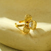 Women's Light Luxury Threedimensional Flower Design Diamondencrusted Stainless Steel Open Ring With Electroplating