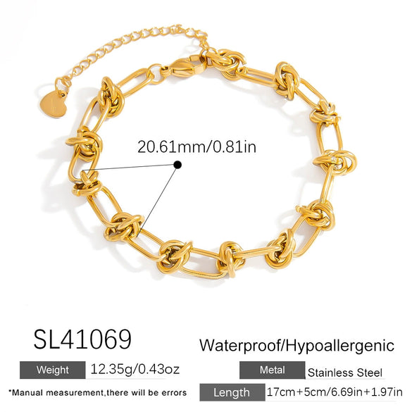 Women's Light Luxury Titanium Steel Bracelet With Geometric Pattern Electroplated 18K True Gold Chain Accessories