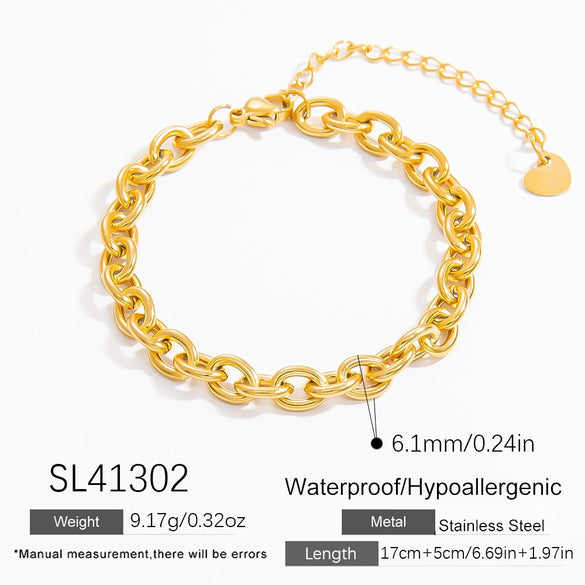 Women's Light Luxury Titanium Steel Bracelet With Geometric Pattern Electroplated 18K True Gold Chain Accessories