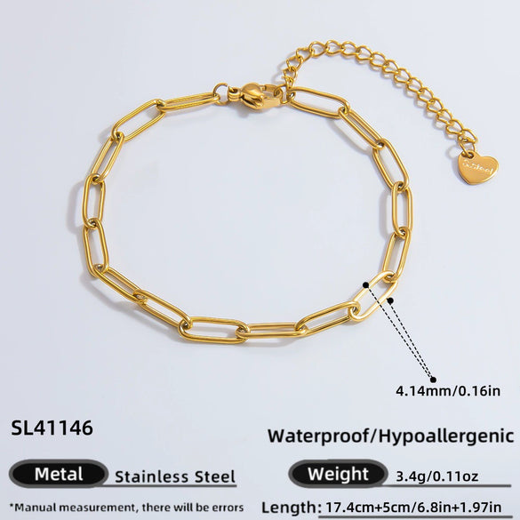 Women's Light Luxury Titanium Steel Bracelet With Geometric Pattern Electroplated 18K True Gold Chain Accessories