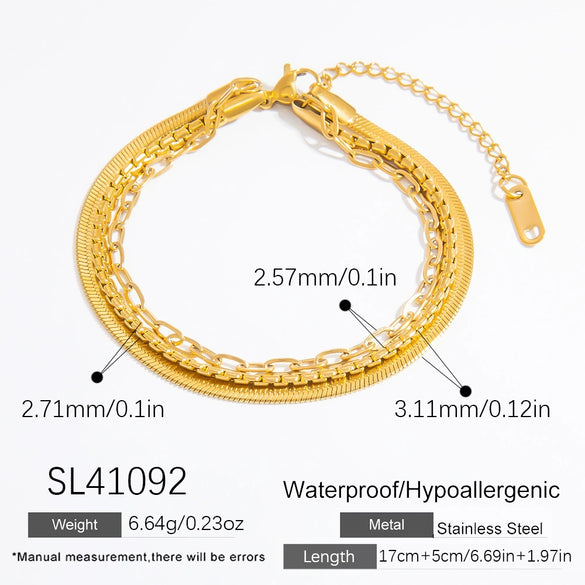 Women's Light Luxury Titanium Steel Bracelet With Geometric Pattern Electroplated 18K True Gold Chain Accessories