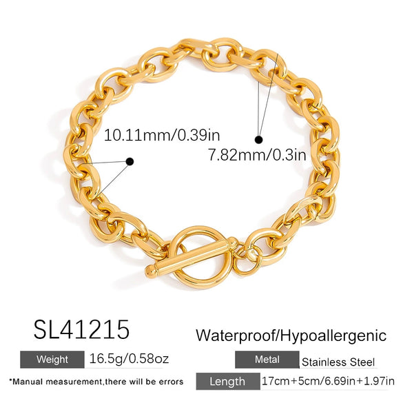 Women's Light Luxury Titanium Steel Bracelet With Geometric Pattern Electroplated 18K True Gold Chain Accessories