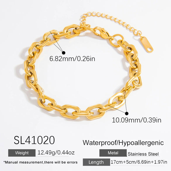 Women's Light Luxury Titanium Steel Bracelet With Geometric Pattern Electroplated 18K True Gold Chain Accessories