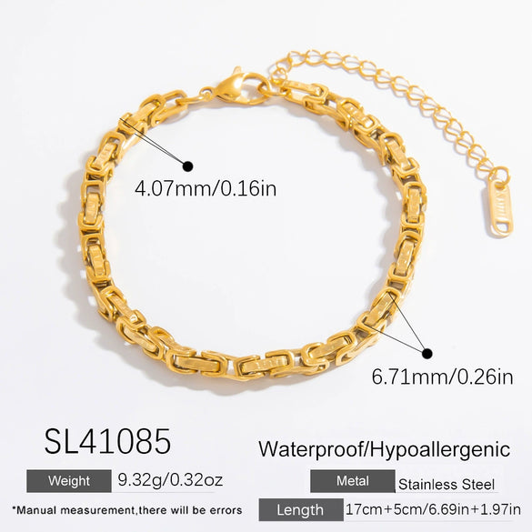 Women's Light Luxury Titanium Steel Bracelet With Geometric Pattern Electroplated 18K True Gold Chain Accessories