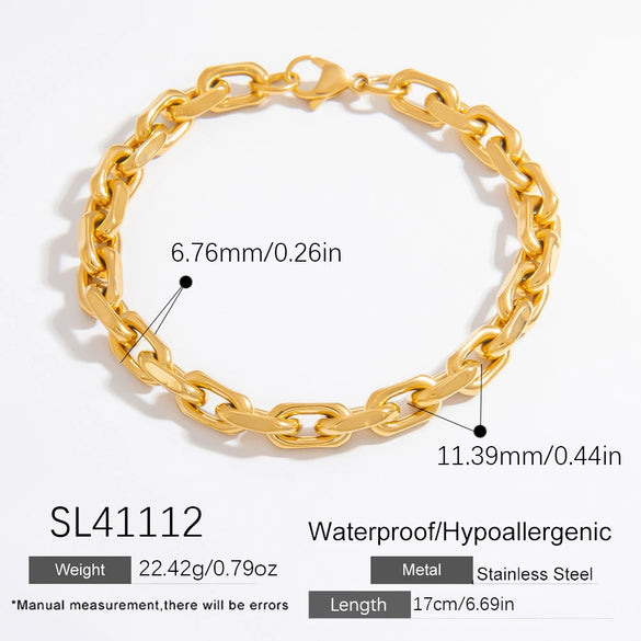 Women's Light Luxury Titanium Steel Bracelet With Geometric Pattern Electroplated 18K True Gold Chain Accessories