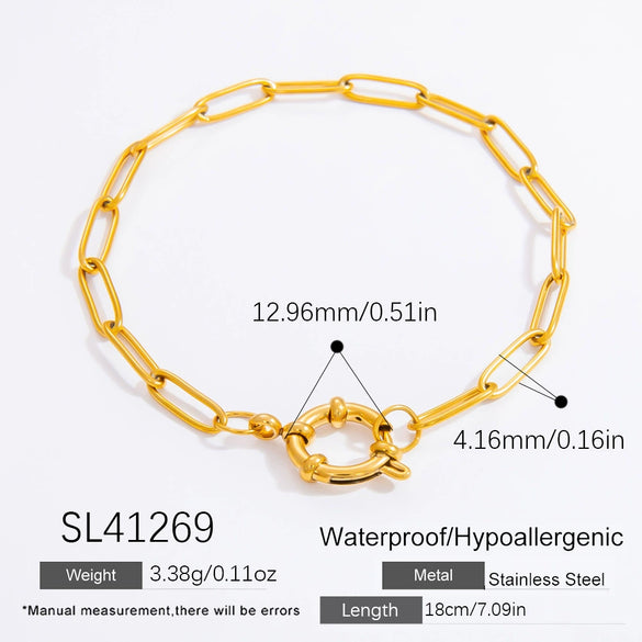 Women's Light Luxury Titanium Steel Bracelet With Geometric Pattern Electroplated 18K True Gold Chain Accessories