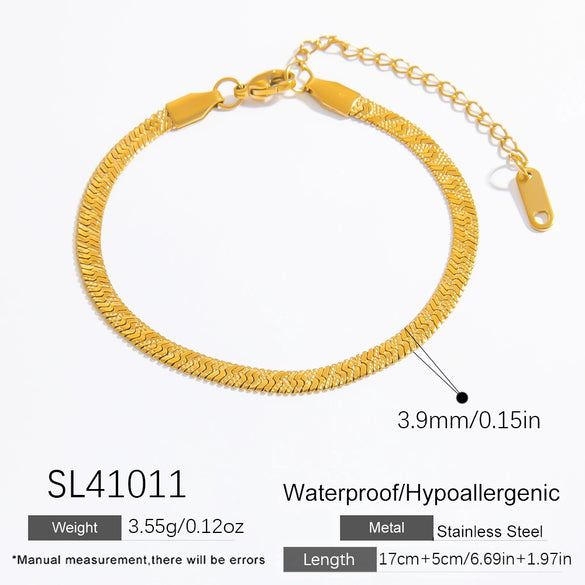 Women's Light Luxury Titanium Steel Bracelet With Geometric Pattern Electroplated 18K True Gold Chain Accessories
