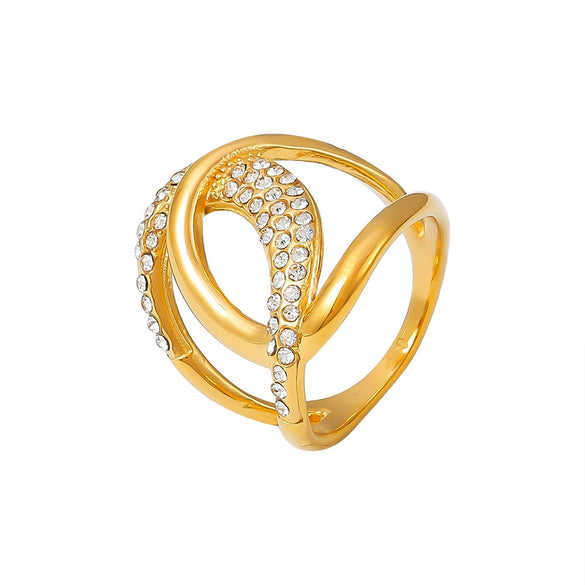 Women's Light Luxury 316L Stainless Steel Geometric Ring Electroplated With Real Gold
