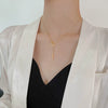 Women's Light Luxury Titanium Steel Geometric Tassel Clavicle Necklace With Box Chain Electroplated Fashion Jewelry