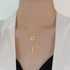 Women's Light Luxury Titanium Steel Geometric Tassel Clavicle Necklace With Box Chain Electroplated Fashion Jewelry
