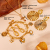 Women's Light Luxury Titanium Steel Necklace And Earrings Set With Geometric And Plant Flowers Pattern