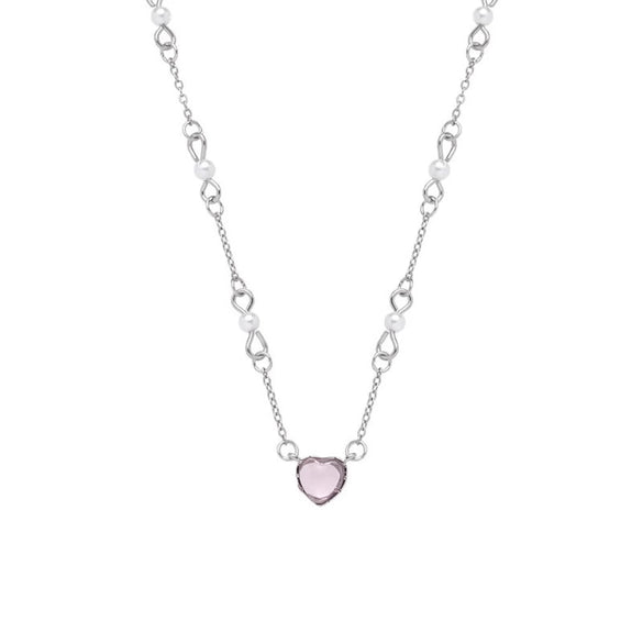 Women's Light Luxury Titanium Steel Necklace With Geometric Pattern And Inlaid Zircon Pendant On Cross Chain