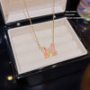 Women's Light Luxury Titanium Steel Necklace With Geometric Pattern And Inlaid Zircon Pendant On Cross Chain