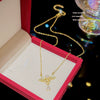 Women's Light Luxury Titanium Steel Necklace With Geometric Pattern And Inlaid Zircon Pendant On Cross Chain