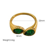 Women's Light Luxury Titanium Steel Open Dropshaped Ring With Inlaid Zircon And Geometric Pattern Vacuum Furnace Electroplated