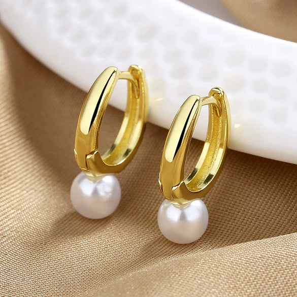 Women's Light Luxury Ushaped Copper Earrings Set With Pearls