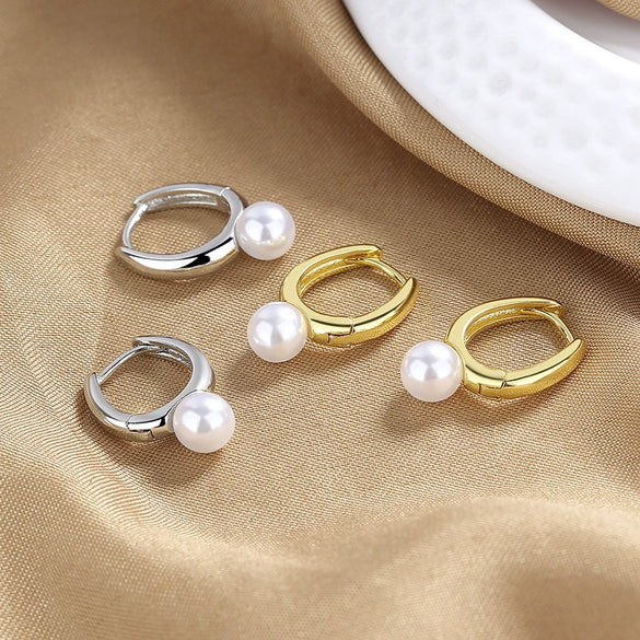 Women's Light Luxury Ushaped Copper Earrings Set With Pearls
