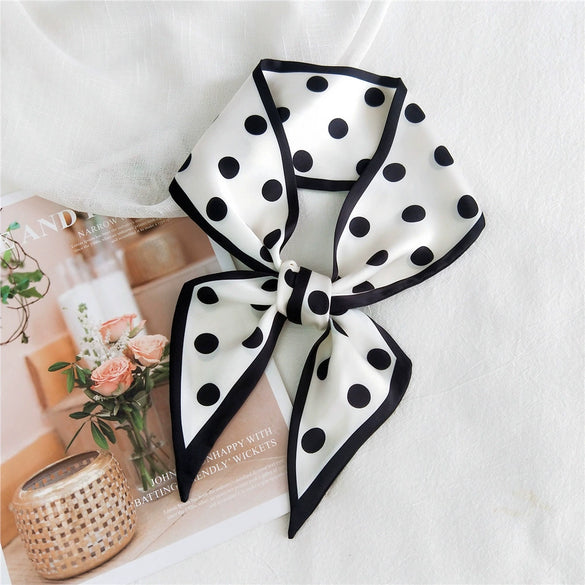Women's Lightweight Polyester Long Ribbon Scarf Decorative Bag Scarf For Spring And Autumn