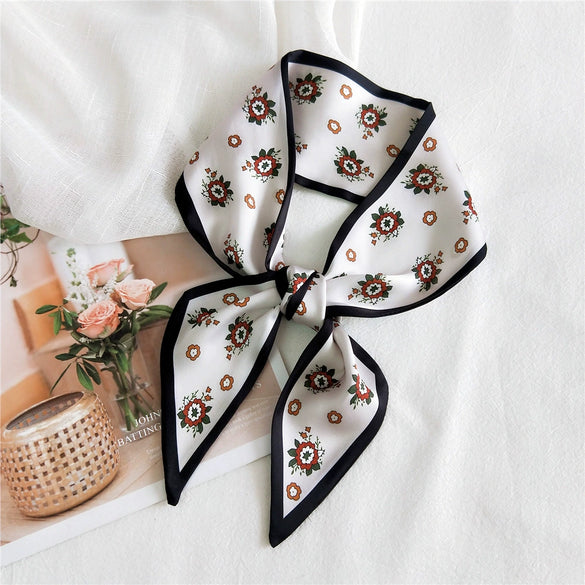 Women's Lightweight Polyester Long Ribbon Scarf Decorative Bag Scarf For Spring And Autumn