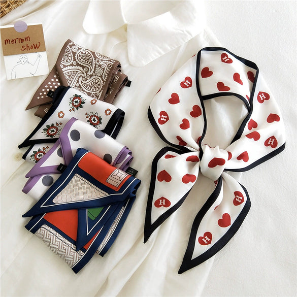 Women's Lightweight Polyester Long Ribbon Scarf Decorative Bag Scarf For Spring And Autumn