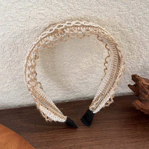 Women's Linen And Straw Weaving Geometric Hair Hoop Headband Hair Accessories