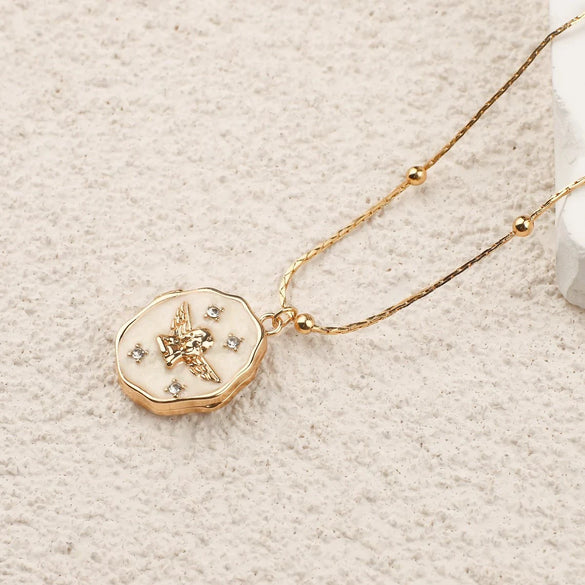 Women's Literary Retro Light Luxury Geometric Stainless Steel And Titanium Steel Photo Album Box Pendant O Chain Necklace