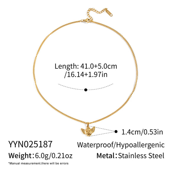 Women's Little Angel Niche Light Luxury Titanium Steel Necklace With Geometric Pattern Electroplated O Word Chain
