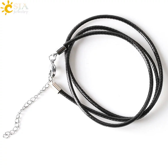 Women's Lobster Clasp Round Bead Chain Necklace With Gold Tone Electroplated Copper Chain And Pu Leather Wax Rope In New Chinese Style