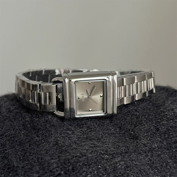 Women's Lockshaped Vintage Retro Creative Gold Quartz Watch With Square Dial Metal Case Stainless Steel Strap And Buckle