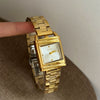 Women's Lockshaped Vintage Retro Creative Gold Quartz Watch With Square Dial Metal Case Stainless Steel Strap And Buckle