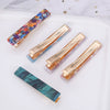Women's Long Acetate Hair Clip Retro Sculpted Side Barrette With Leopard And Marble Pattern