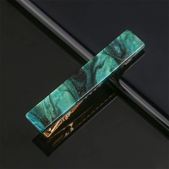 Women's Long Acetate Hair Clip Retro Sculpted Side Barrette With Leopard And Marble Pattern