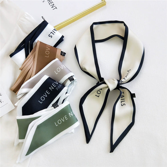 Women's Long Decorative Silk Scarf Ribbon Tie For Bag Handle Wrapping Shirt Matching And Neck Tie Accent