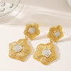 Women's Long Flower Drop Earrings Simple Metal Design With Real Gold Plated Copper Finish