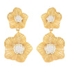 Women's Long Flower Drop Earrings Simple Metal Design With Real Gold Plated Copper Finish