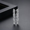 Women's Long Flower Zircon Drop Earrings Copper Floral Statement Jewelry With Elegant Personality Style For Wholesale