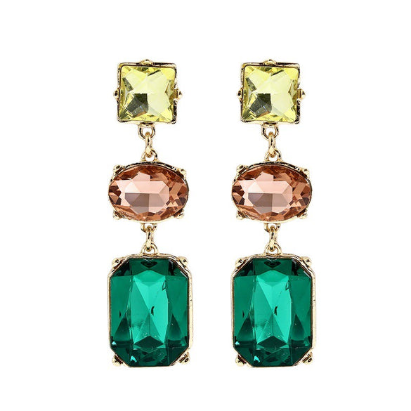 Women's Long Geometric Alloy Diamond Detail Earrings Simple Modern Elegant Fashion Jewelry