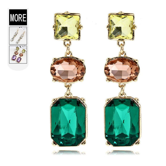 Women's Long Geometric Alloy Diamond Detail Earrings Simple Modern Elegant Fashion Jewelry