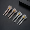 Women's Long Geometric Statement Earrings In Electroplated Copper With Zircon Inlay Fashion Jewelry Wholesale