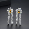 Women's Long Geometric Statement Earrings In Electroplated Copper With Zircon Inlay Fashion Jewelry Wholesale