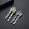 Women's Long Geometric Statement Earrings In Electroplated Copper With Zircon Inlay Fashion Jewelry Wholesale